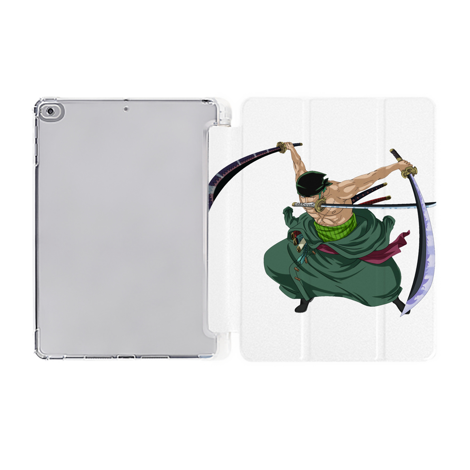 （画像用） ワンピース ロロノア・ゾロ ONE PIECE Roronoa Zoro IPad ケース ペン収納付き 三つ折りスタンド PUレザー×シリコン 対応機種9.5/10.5/10.9インチ